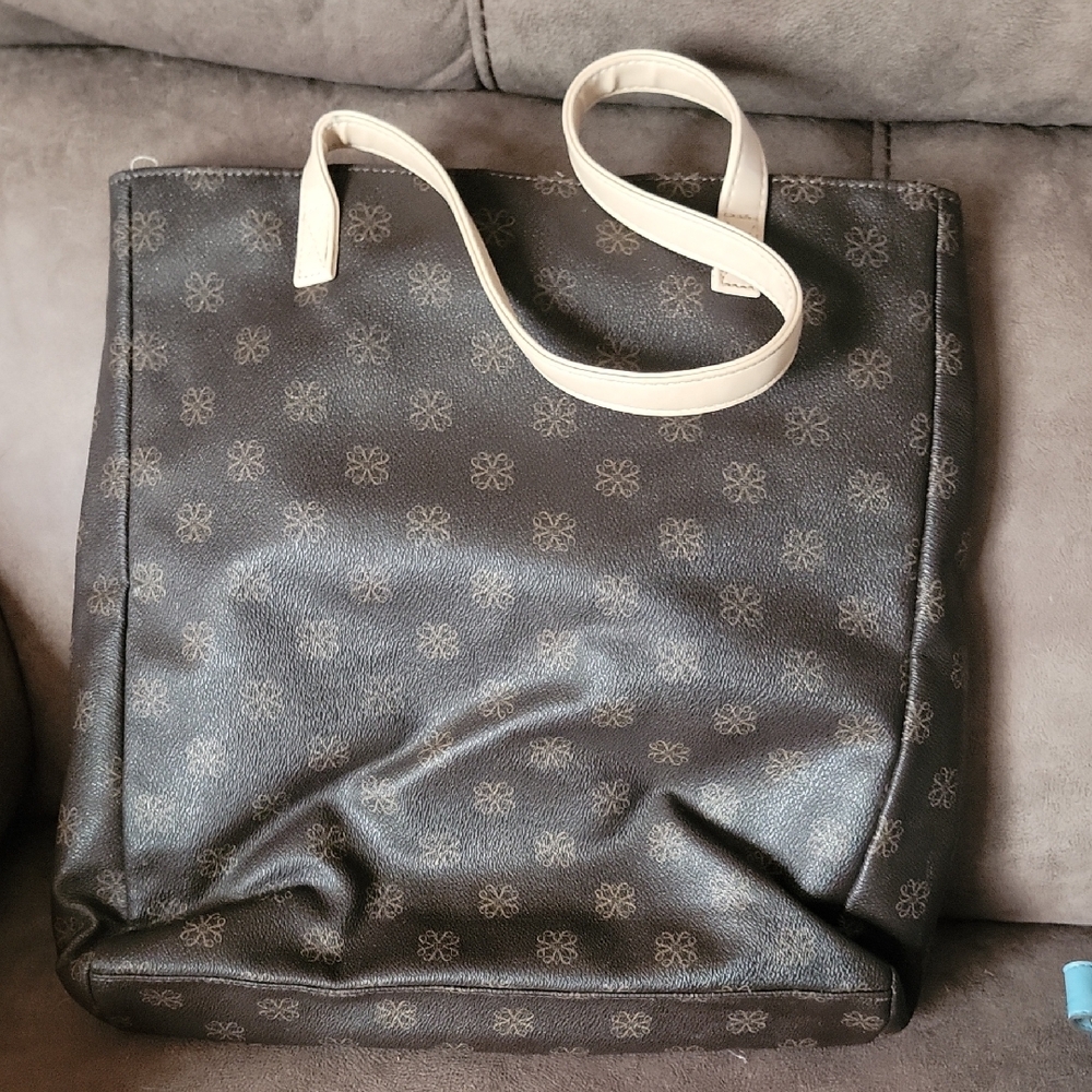 Chic Black Patterned Tote Bag - image 1